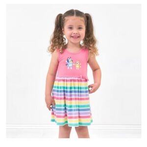 Little Sleepies Limited Edition Bamaboo Bluey Play Rainbow Stripe Dress